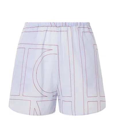 Totême Monogram Cotton-blend Shorts In Blue