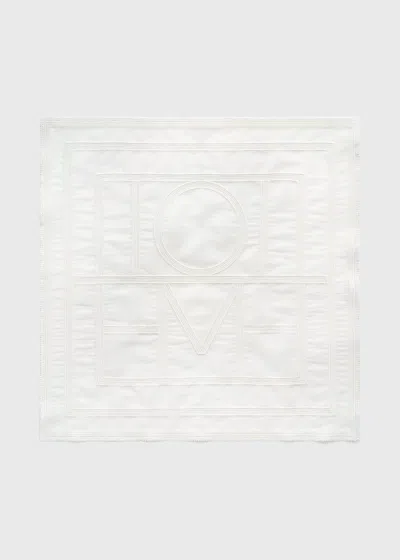 Totême Monogram Crochet Cotton Scarf White In Burgundy