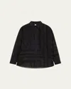 Totême Embroidered Organic Cotton And Silk-blend Voile Shirt In Black