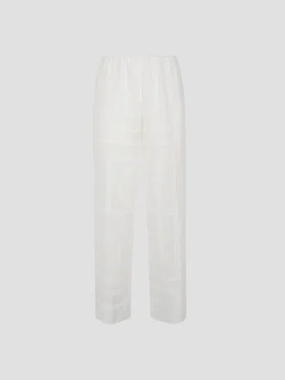 Totême Monogram Crochet Pajama Bottoms In White