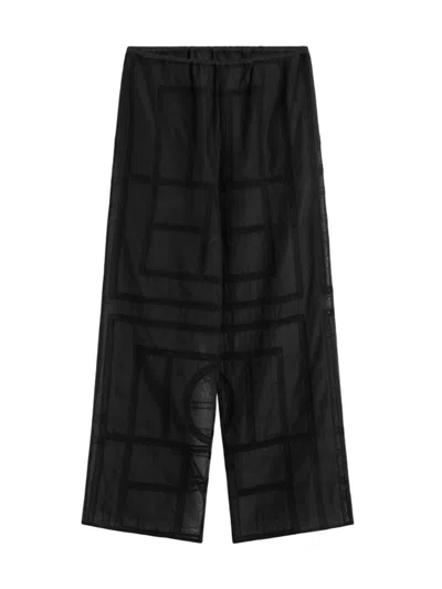 TOTÊME TOTEME MONOGRAM CROCHET PANTS IN BLACK