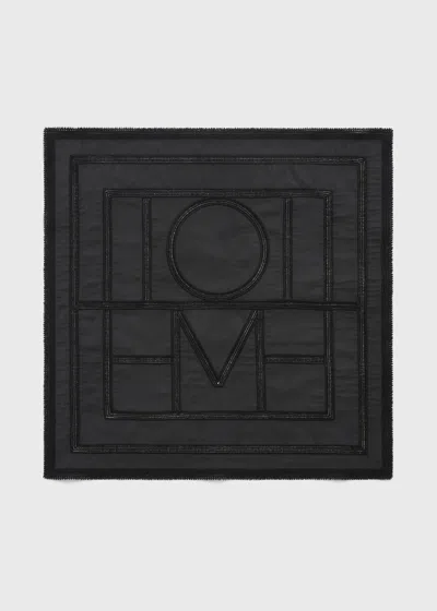 Totême Monogram Crochet Silk Scarf Washed Black