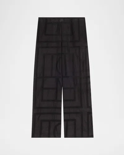 Totême Monogram Crochet Straight-leg Pajama Pants In Brown