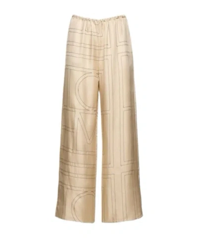 Totême Monogram Elastic Belt Casual Pants In Brown