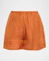 Totême Silk Embroidered Monogram Shorts In Multi