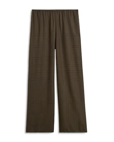 Totême Monogram Flannel Pajama Pants In Brown