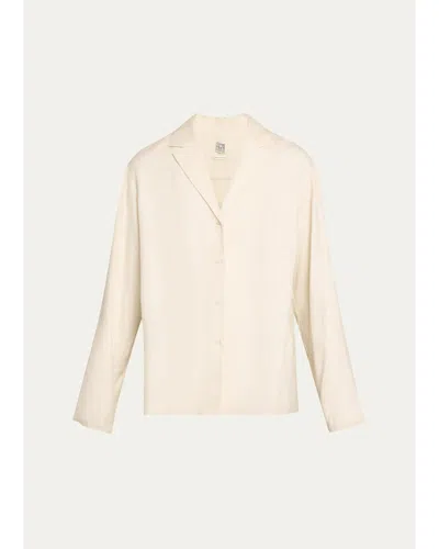 Totême Monogram Flannel Pajama Top In Neutral