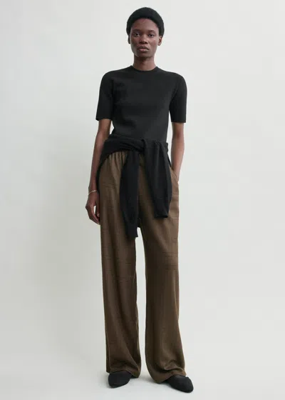 Totême Monogram Flannel Pj Bottoms Dark Brown