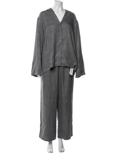 Pre-owned Totême Monogram Flannel Pj Patterned Pajamas In Gray