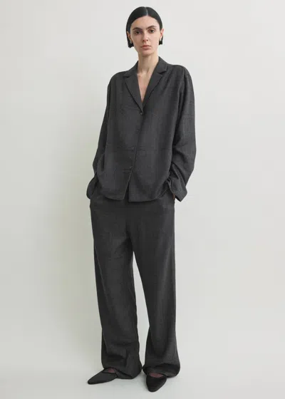 Totême Monogram Flannel Pj Top Charcoal In Gray