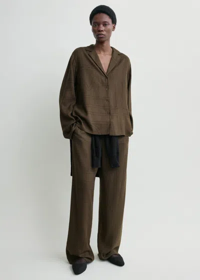 Totême Monogram Flannel Pj Top Dark Brown