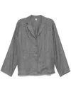 Totême Grey Shirt With Classic Lapels And All-over Monogram Print In Modal Woman In Grey