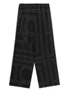 Totême Monogram Crochet Straight-leg Pajama Pants In Black