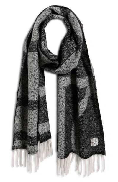 Totême Toteme Monogram Jacquard Alpaca Blend Fringe Scarf In Black