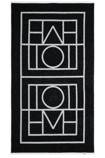 Totême Monogram Jacquard Beach Towel In Black