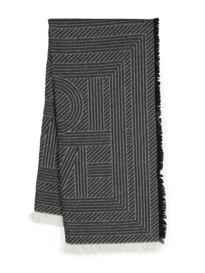 Totême Women's Ps24 Striped Monogram Wool Scarf In Black