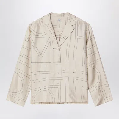 Totême Toteme Monogram Mini Pajama Shirt In Silk In Neutral