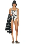 Totême Toteme One-piece Swimsuit With Lettering In White
