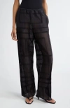 Totême Toteme Monogram Open Stitch Organic Cotton & Silk Pj Bottoms In Black