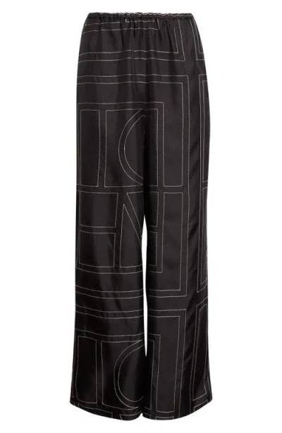 Totême Toteme Monogram Organic Silk Pajama Pants In Brown