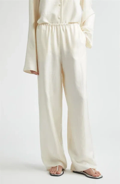 Totême Toteme Monogram Organic Silk Pajama Pants In White
