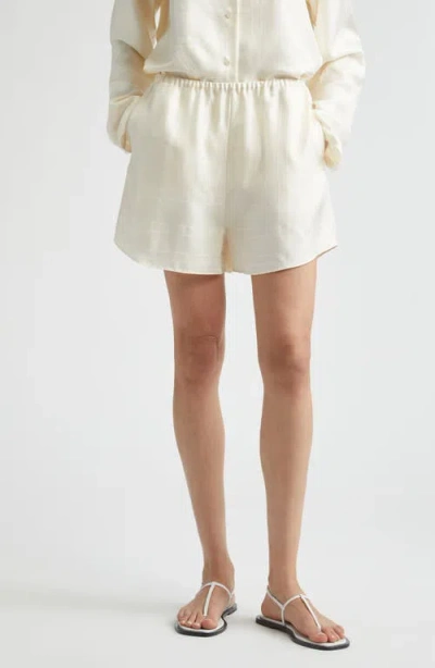 Totême Toteme Monogram Organic Silk Pajama Shorts In White