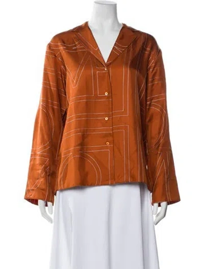 Pre-owned Totême Monogram Pj Silk Pajamas W/ Tags In Orange