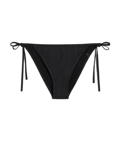 Totême Monogram Pointelle Bikini Bottoms In Black