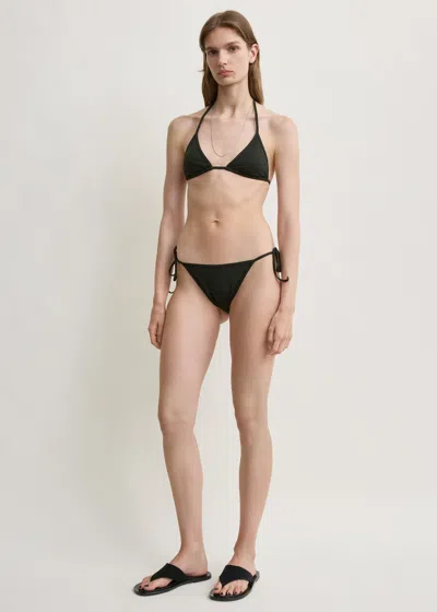 Totême Monogram Pointelle Bikini Bottoms Dark Green In Black