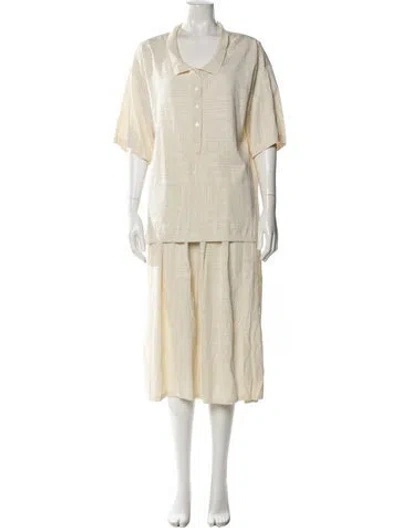 Pre-owned Totême Monogram Pointelle Patterned Skirt Suit In Neutral