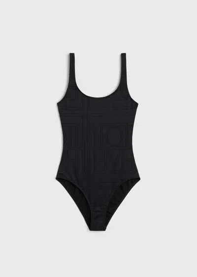 Totême Monogram Pointelle Swimsuit Black