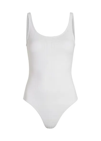 Totême Toteme Monogram Pointelle Swimsuit In White