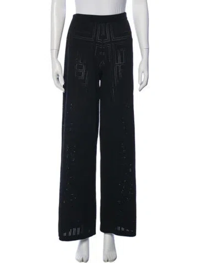 Pre-owned Totême Monogram Pointelle Trouser Wide Leg Pants W/ Tags In Black