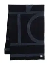 Totême Monogram-print Scarf In Blue