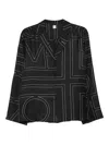 Totême Toteme Women Silk Shirt With Monogram Logo Embroidery In Black