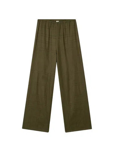 Totême Toteme Flannel Pajama Trousers In Green