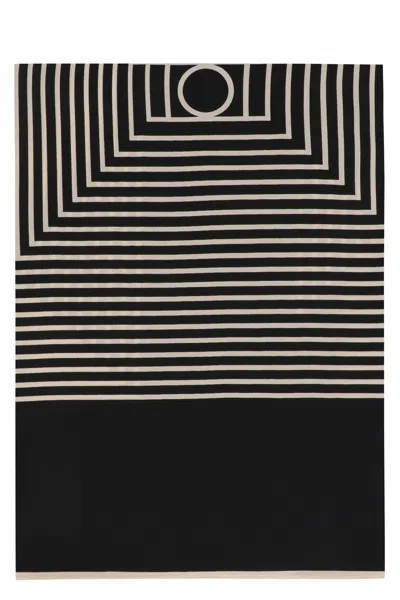 Totême Monogram Printed Silk Scarf 80x80 Cm In Black
