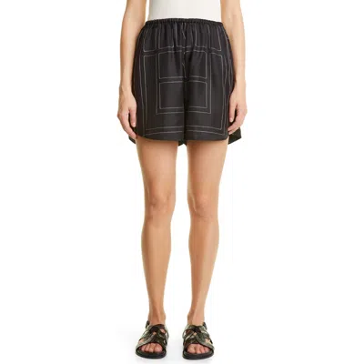 TOTÊME TOTEME MONOGRAM PULL-ON SILK SHORTS
