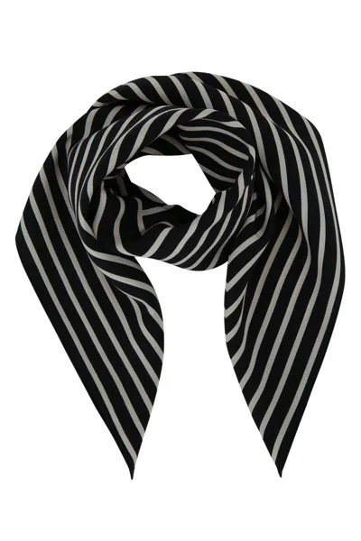 Totême Toteme Signature Monogram Silk Scarf In Black