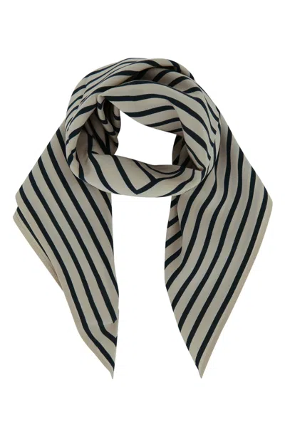 Totême Toteme Signature Monogram Silk Scarf In Black