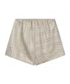 Totême Toteme Elegant Monogram Silk High-waisted Mini Shorts In Neutral