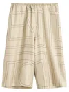 Totême Toteme Monogram Silk Bermuda Shorts With Elasticated Waist In Neutral
