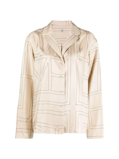 Totême Monogram Silk Blouse In Neutral