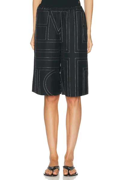 Totême Monogram Silk Culotte Short In Black
