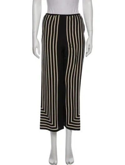 Pre-owned Totême Monogram Silk Jacquard Slacks Wide Leg Pants In Black
