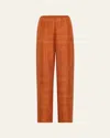 Totême Toteme Women Silk Trousers With Monogram Logo Embroidery In Red