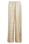 Totême Toteme Monogram Silk Pajama Bottoms In Brown