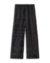 Totême Toteme Women Silk Trousers With Monogram Logo Embroidery In Black
