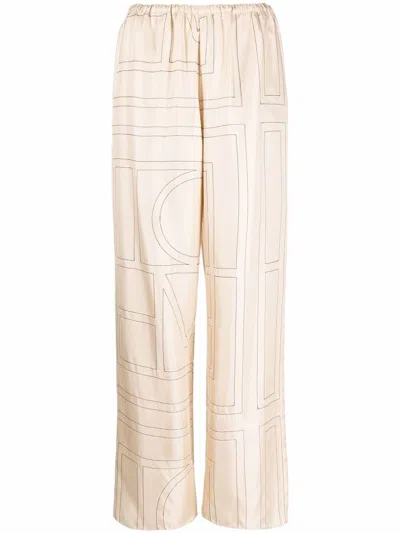 Totême Toteme Monogram Silk Pajama Pants