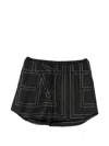 Totême Black Monogram Silk Pj Shorts In Black